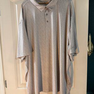 Reebok Speedwick Performance Polo | Size 6XL | Gray & White Geometric Pattern |